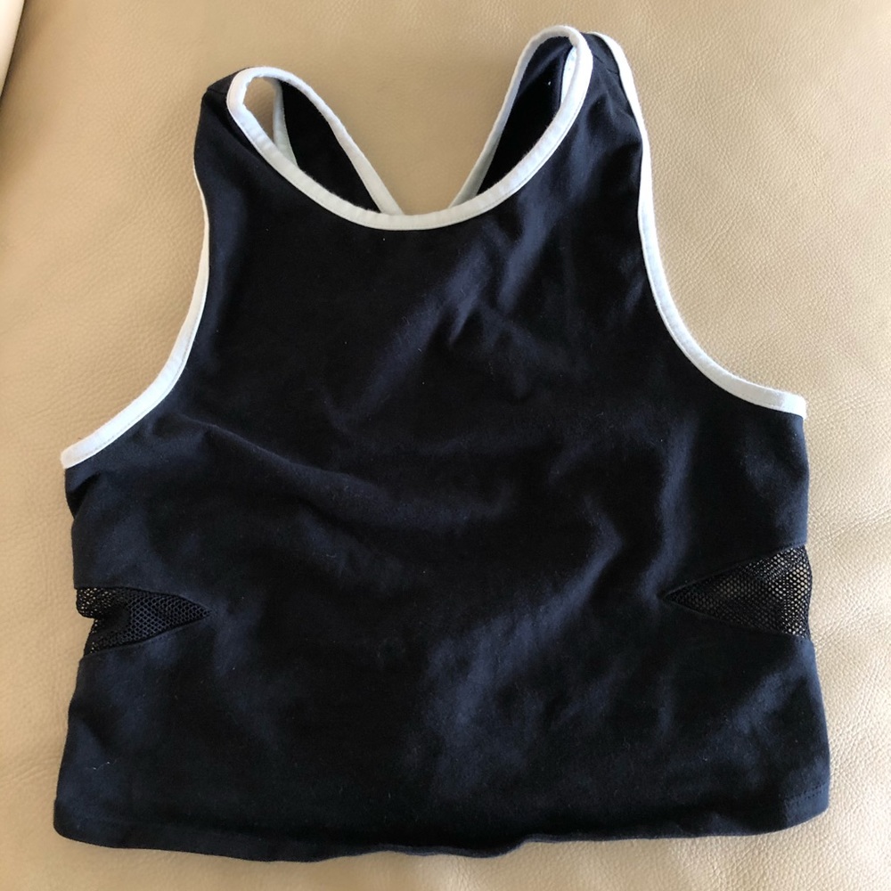 UO Black w/ Mesh Cutout Racerback Crop Top